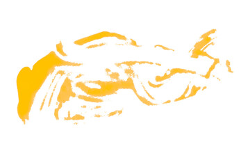Isolated yellow brush stroke on transparent background.