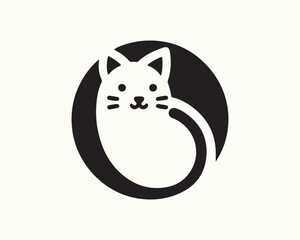 Cat logo design icon symbol vector template. Silhouette cat illustration