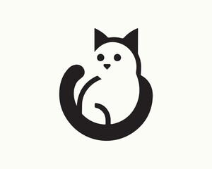 Cat logo design icon symbol vector template. Silhouette cat illustration