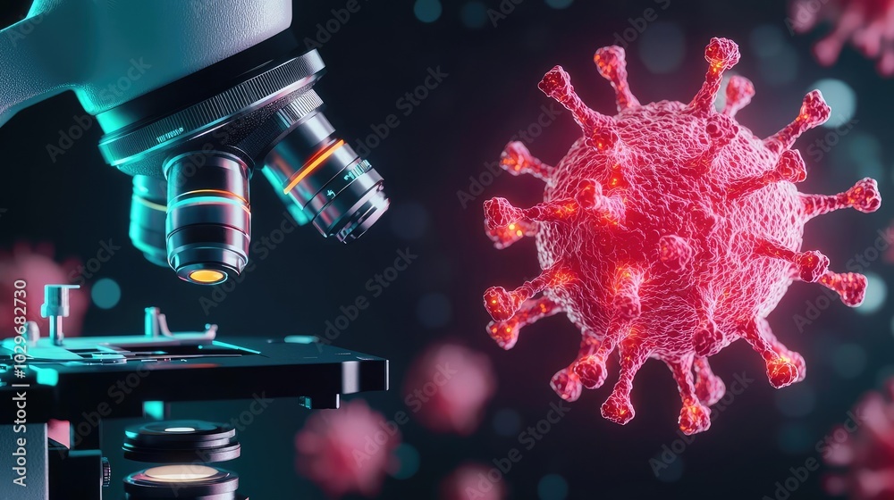 Aufkleber Microscope focusing on a virus, showcasing the detailed structure of the pathogen.