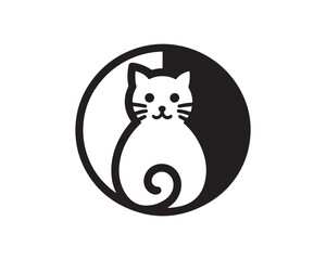 Cat logo design icon symbol vector template. Silhouette cat illustration