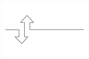 Continuous one line art drawing of arrow, arrow icon outline vector illustration
