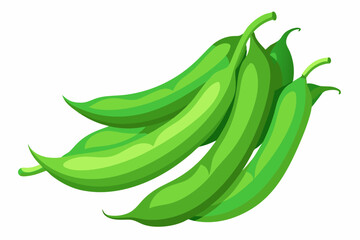 Fresh green beans on white background