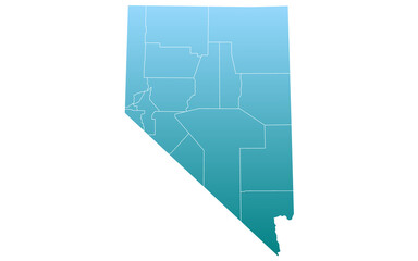 Nevada administrative map. counties map of Nevada, blank Map, empty map of Nevada
