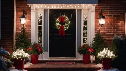 Fototapeta premium christmas tree in front of the house