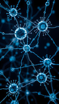 Neural network concept. Connected cells with links isolated with white highlights, png