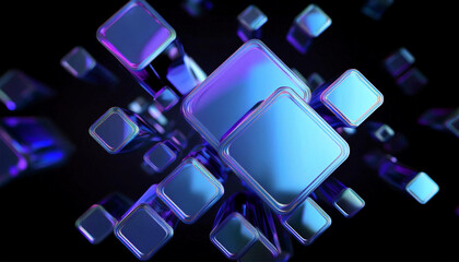 dark background with 3d geometrics composition object