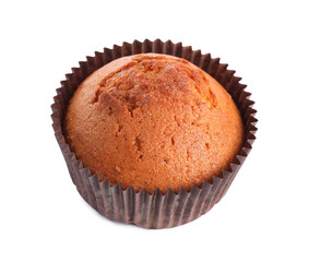 One delicious sweet muffin isolated on white