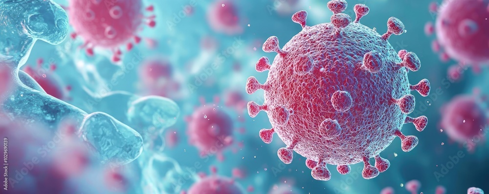 Aufkleber 3D rendering of virus structure, white isolate background.