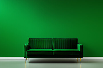 Modern green sofa against vibrant wall