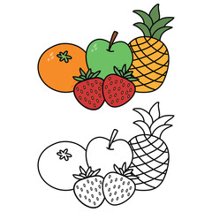 Coloring book with fruits images