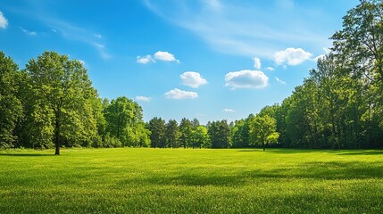 Obraz premium Lush Green Meadow Under Clear Blue Sky