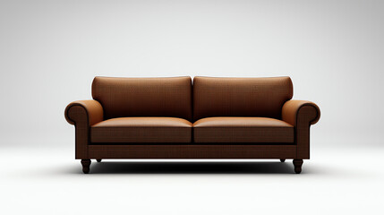 Stylish brown sofa on a white background