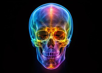 Aerial X-ray Skull Imaging in Medical Healthcare with Black Copy Space for Enhanced Visual Impact