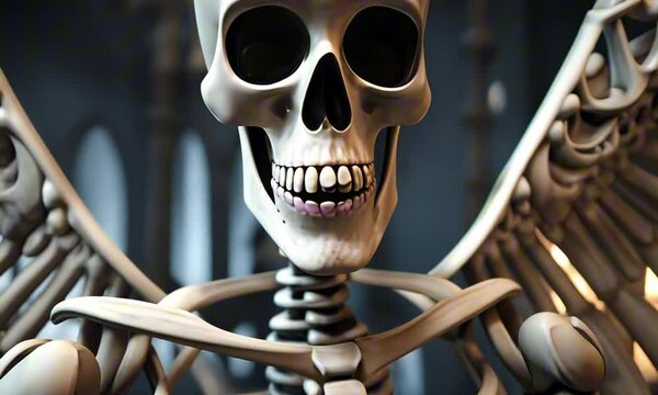 a 3d skeleton angel cartoon digital art