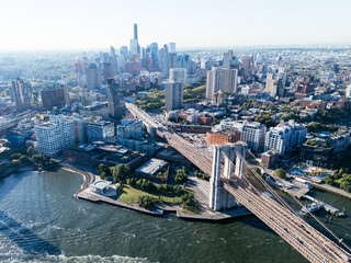 Brooklyn Bridge and Lower Manhattan at Sunrise, New York City