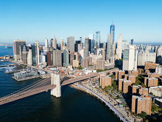 Obraz premium Brooklyn Bridge and Lower Manhattan at Sunrise, New York City