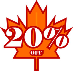 Twenty Percent Discount Fall Sale Vector