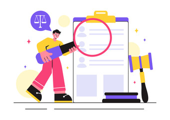 Law Firm Services Vector Illustration featuring of Justice, Legal Advice, Court Judgement, and Lawyer Consultation in a Flat Style Cartoon Background