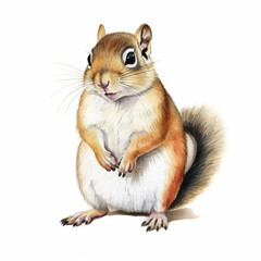 Cute Squirrel Illustration with Big Eyes - Woodland Animal Art Perfect for Children's Books and Posters