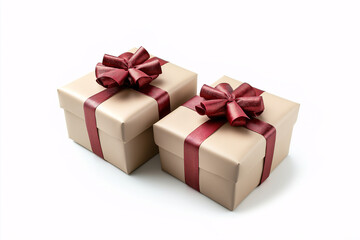 Obraz premium Elegant Gift Boxes with Red Ribbons for Celebrations, Special Occasions, and Holiday Gifts