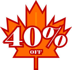 Forty Percent Discount Fall Sale Vector