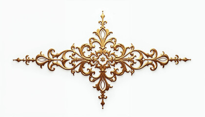 3d rendering beautiful golden relief isolated on white.luxury carving decoration of architecture. classic interior detail made of gold