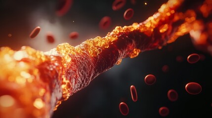 Arteriosclerosis  Plaque Buildup  Narrowed Artery  Blood Cells  Medical Illustration  3D R