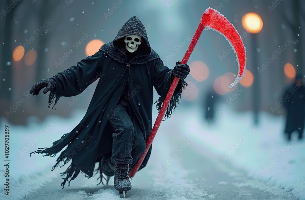 Wall mural grim reaper on ice