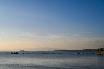 神奈川県葉山町森戸海岸からの夕日
