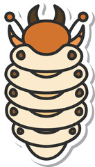 ステッカーミニ昆虫の単品アイコン　幼虫