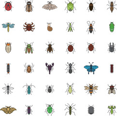 カラーミニ昆虫のイラストアイコンセット © nissat