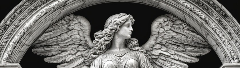 Magnificent Marble Statue of Nyx with Angelic Features