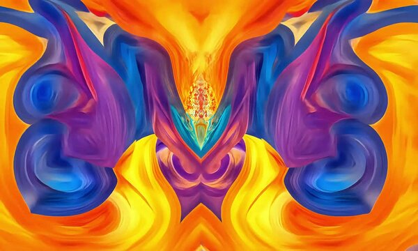 Colorful abstract phoenix in vibrant swirling patterns with ai generated.
