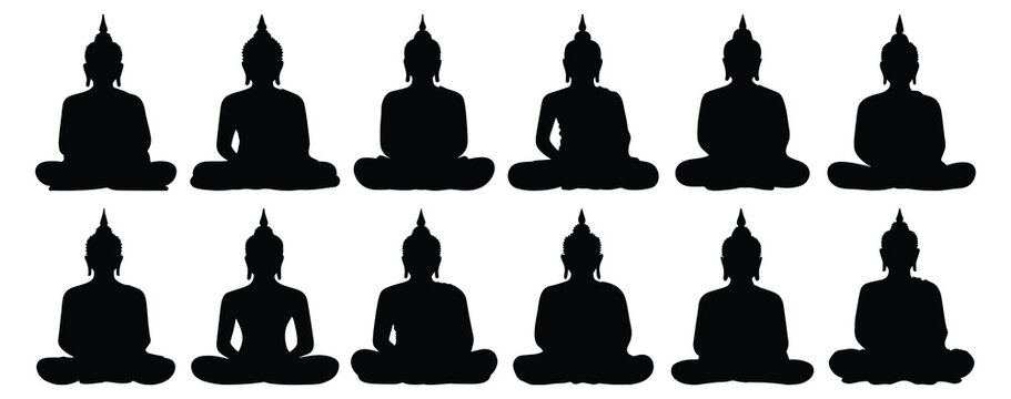 Buddha silhouette set vector design big pack of religion illustration and icon