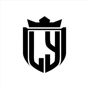 recommend clip art: LY Logo with shield shape inside shield badge crown on white background template design