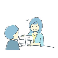 営業している女性の素材イラスト