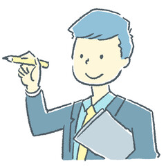 ペンを持つビジネスマンの素材イラスト