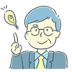 閃いた年配ビジネスマンの素材イラスト