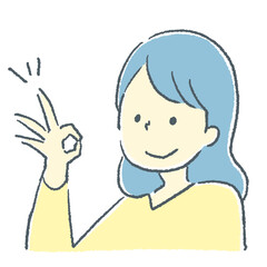 OKサインをしている女性の素材イラスト