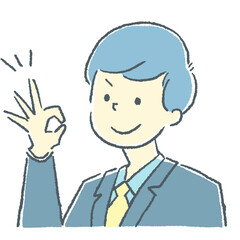OKサインをしている男性の素材イラスト