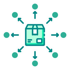 Package product distribution icon representing delivery, supply, and logistics management in marketing