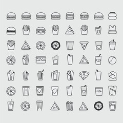 Set Icons about Fast Food Vector illustration logo concept design