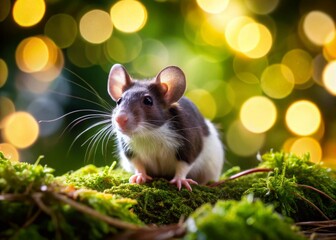 Black and White Mouse with Beautiful Bokeh Effect for Nature and Wildlife Photography