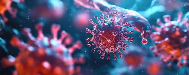 Colorful virus illustration with intricate details, suitable for medical topics.