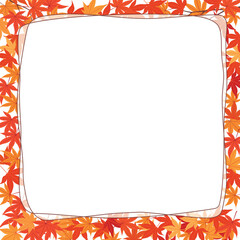 Obraz premium Maple frame2. Red maple leaf background. Square frame illustration