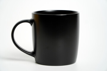 Black coffee cup isolated on white background. Clipping path included.