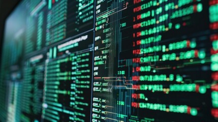 Computer Screen with Green Code