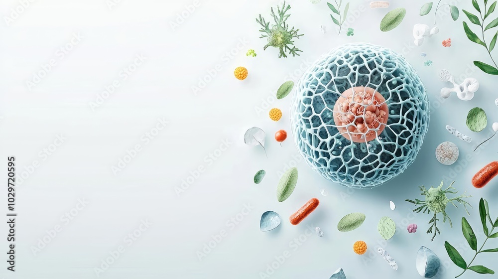Aufkleber abstract cell structure with colorful elements on a white background.