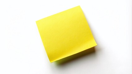 Blank Sticky Note Reminder on White Background for Office Use